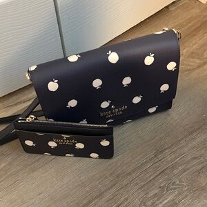 Kate Spade Dark Blue and White Apple Crossbody Bag